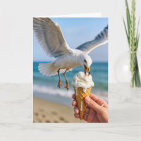 Birthday Seagull Eating an Ice Cream Cone
