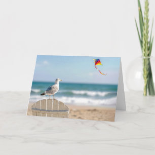 Birthday Seagull Flying a Kite Card