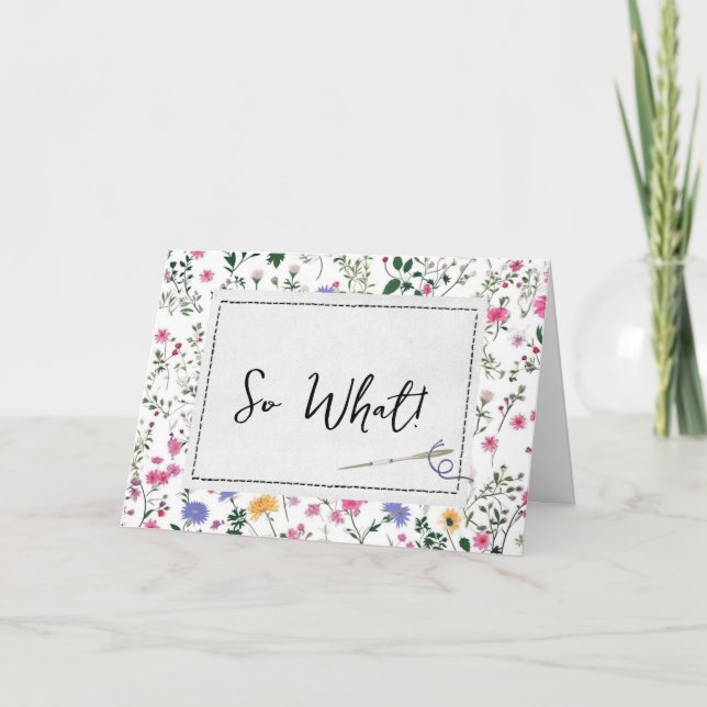 Birthday Sewing Needle with Wildflowers Card (Front)