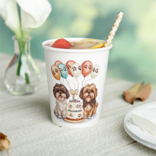 Birthday Shih Tzu Dogs Birthday Cake Paper Cups