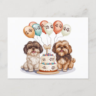 Birthday Shih Tzu Dogs Birthday Cake Postcard