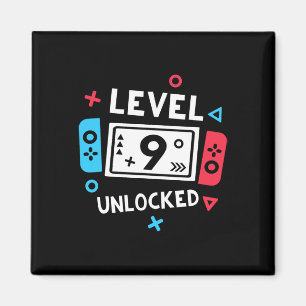 Birthday Shirt Boy Level 9 Unlocked Video Game Par Magnet