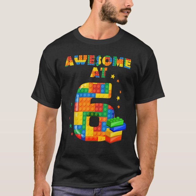 Birthday Shirt For Kids 6 Building Blocks Bricks P (Front)