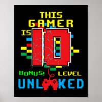 Birthday Shirt Video Game Unlocked Level 10 Year O
