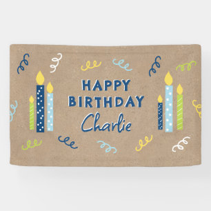 Birthday Sign Kraft Coloured Blue and Green Banner