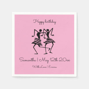 Birthday Silhouette Celebration Dancers Pink Gift Napkin