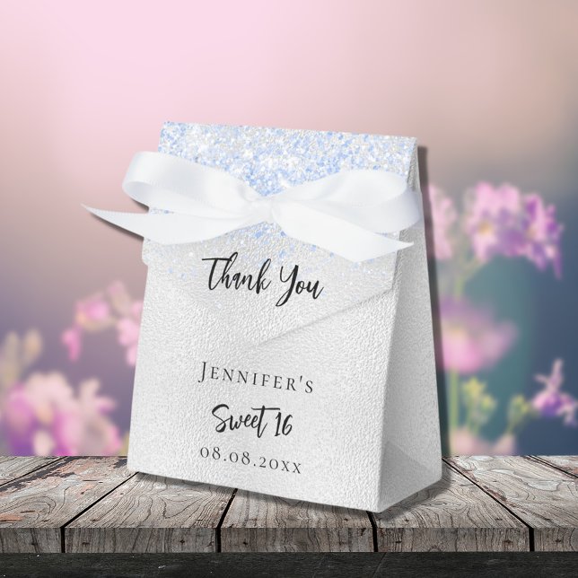 Birthday silver blue sparkles thank you favour box (Creator Uploaded)