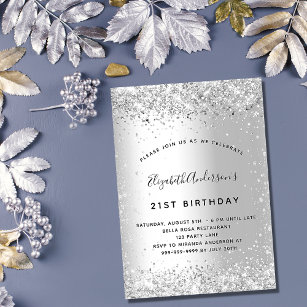 Birthday silver glitter elegant luxury invitation
