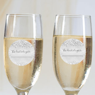 Birthday silver glitter this drink belongs to  classic round sticker