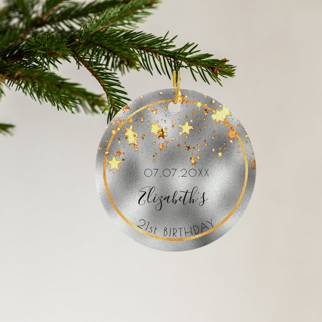 Birthday silver gold shiny stars friends ceramic tree decoration (Creator Uploaded)