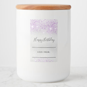 Birthday silver lavender glitter homemade food label