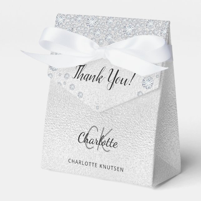 Birthday silver name elegant favour box (Front Side)