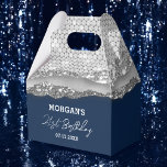 Birthday Silver Navy Blue Glitter Name Thank You Favour Box<br><div class="desc">Add a touch of glam to your celebration with our Birthday Navy Blue Silver Glitter Name Thank You Favour Boxes! These stylish boxes feature a sleek navy blue design accented with silver glitter and personalised with your name for a custom touch. Perfect for party favours, they combine elegance with a...</div>
