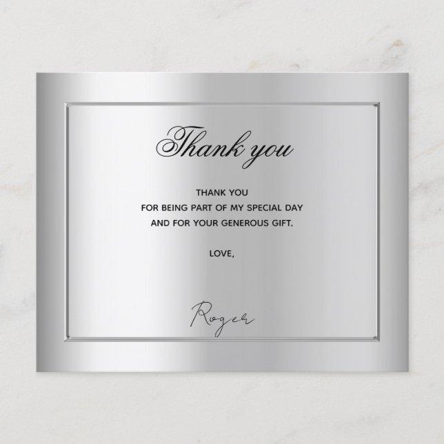 Birthday silver photo thank you budget  (Front)