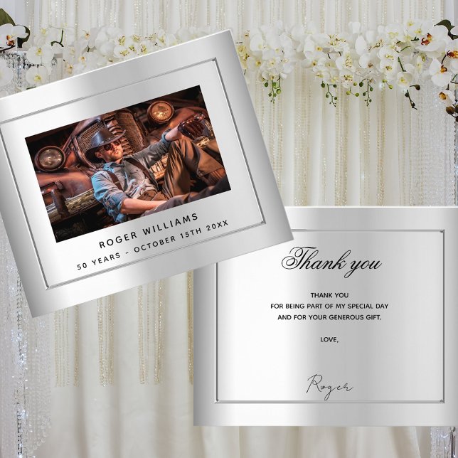 Birthday silver photo thank you budget flyer (Creator Uploaded)
