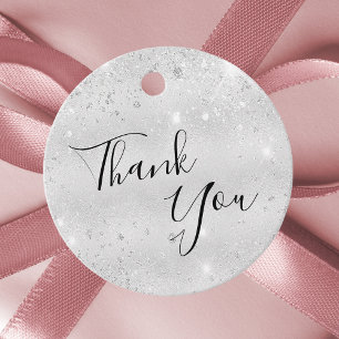 Birthday silver sparkles thank you favour tags