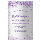 Birthday silver violet purple budget invitation