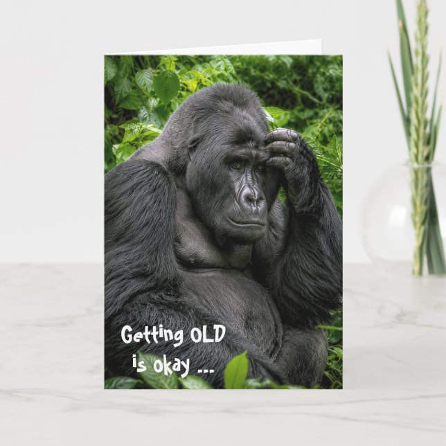 Birthday Silverback Gorilla Deep In Thought Card (Front)