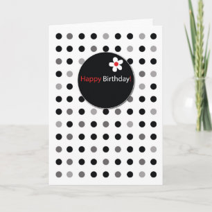 Birthday Simple Black Grey and Red Dots Card