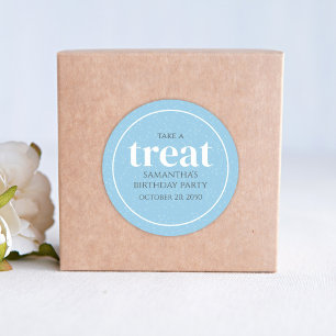 Birthday Simple Minimalist Modern Treat Blue Classic Round Sticker