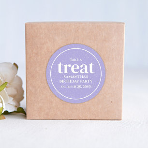 Birthday Simple Minimalist Modern Treat Purple Classic Round Sticker