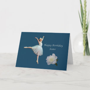 Birthday, Sister, Ballerina, White Peony Card