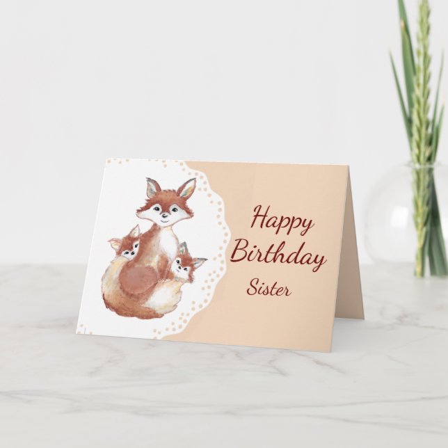 Birthday Sister Humour Fun Foxy Mama Fun Fox Cubs Card (Front)