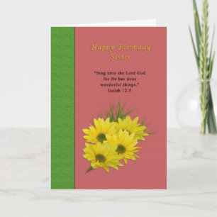 Birthday, Sister, Yellow Daisies, Religious Card