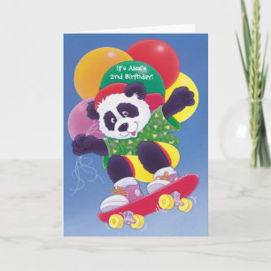 Birthday skateboard panda customisable invitations