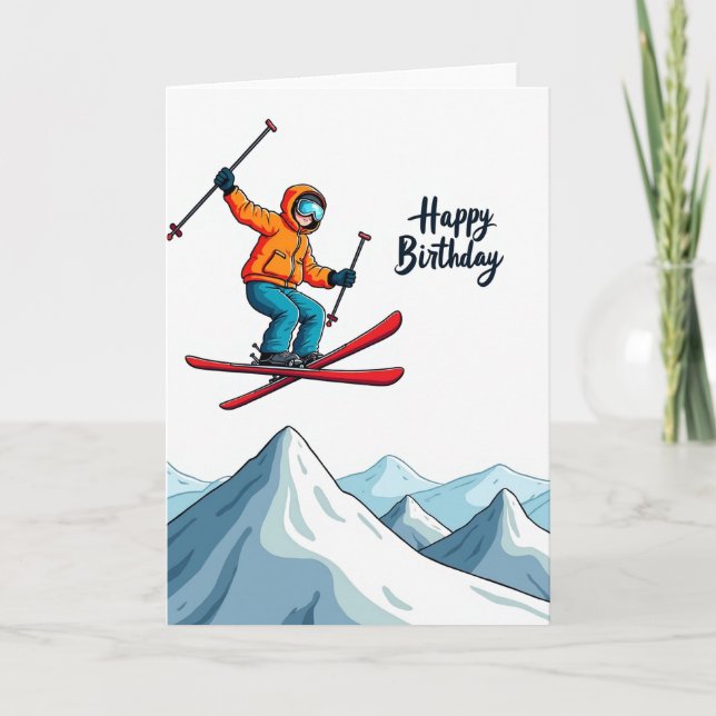 Birthday Ski Jump Card (Front)