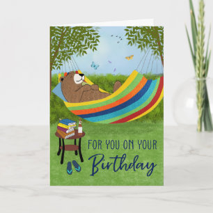Birthday Sleeping Bear in Hammock Card