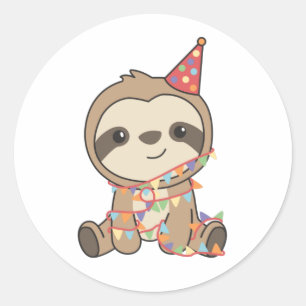 Birthday Sloth For Children A Birthday Classic Rou Round Sticker