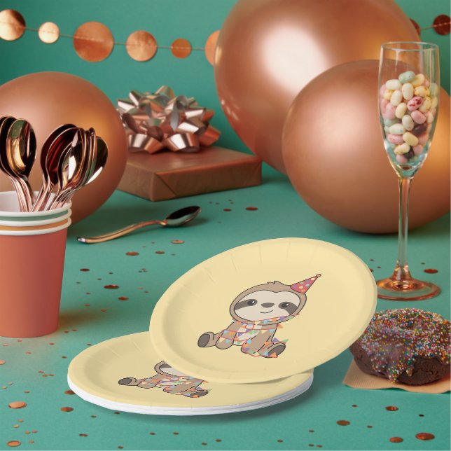 Birthday Sloth For Children A Birthday Paper Plate (Multi)