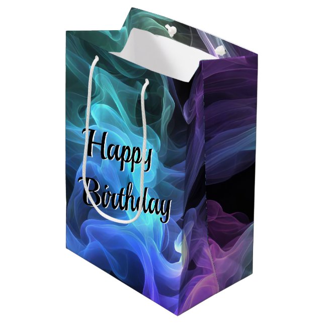 Birthday Smoke On Black Medium Gift Bag (Front Angled)