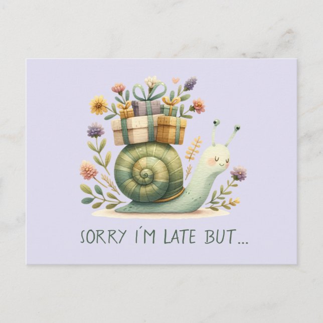 Birthday snail with gift postcard (Front)