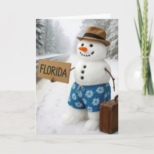 Birthday Snowman Hitchhiking to Florida Card