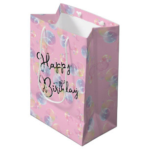 Birthday Soap Bubbles On Pink Medium Gift Bag