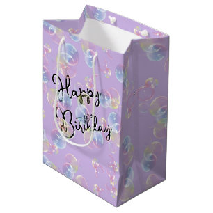 Birthday Soap Bubbles On Purple Medium Gift Bag