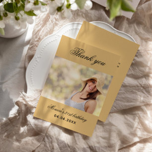 Birthday soft orange photo thank you card