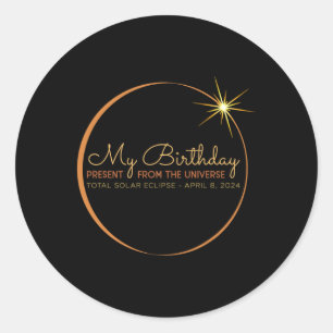 Birthday Solar Eclipse 2024 April 8 Total Eclipse Classic Round Sticker
