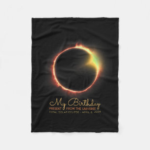 Birthday Solar Eclipse 2024 April 8 Total Eclipse Fleece Blanket