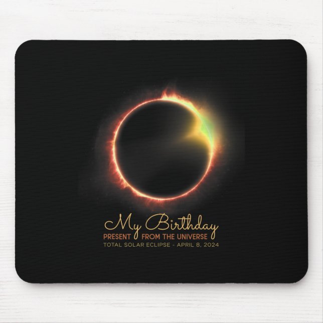 Birthday Solar Eclipse 2024 April 8 Total Eclipse  Mouse Pad (Front)