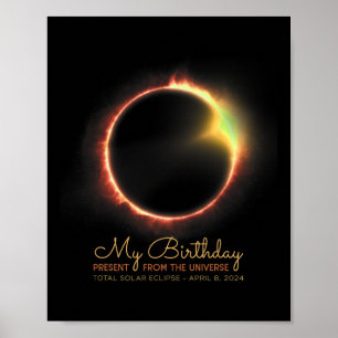 Birthday Solar Eclipse 2024 April 8 Total Eclipse  Poster