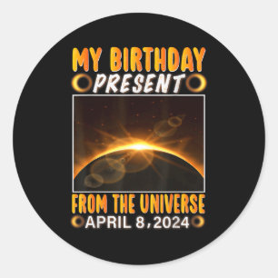 Birthday Solar Eclipse April 8 2024 Total Solar Ec Classic Round Sticker