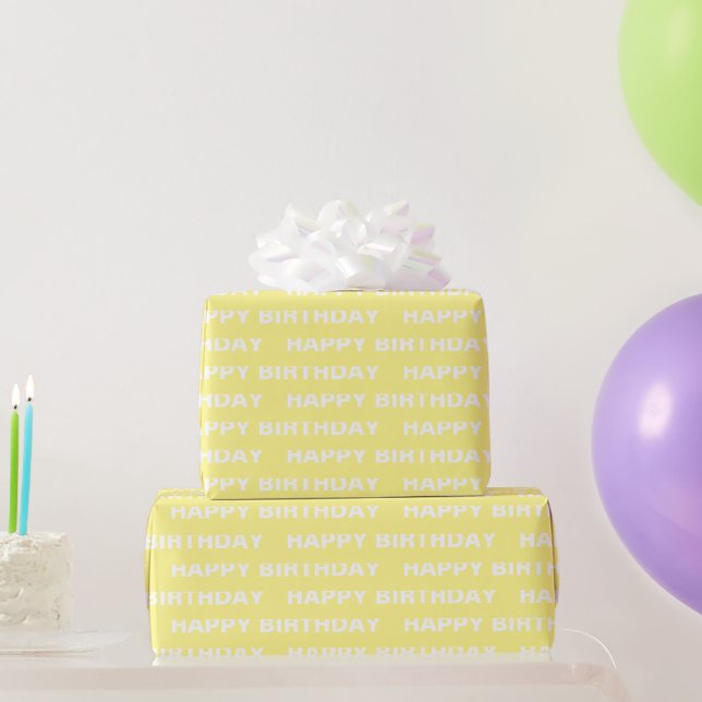 Birthday solid yellow stylish chic wrapping paper (Party Gifts)