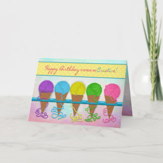 Birthday, Someone Creative, Yarn Cones Card