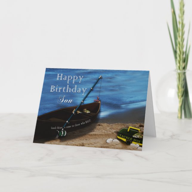BIRTHDAY - SON - FISHING - LAKE CARD (Front)
