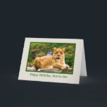 Birthday, Son-in-law, Lion on a Rock Card<br><div class="desc">This lovely female lion resting on a rock and surveying her kingdom makes a wonderful and colourful birthday greeting card.   Feel free to change the inside verse to suit your needs.</div>