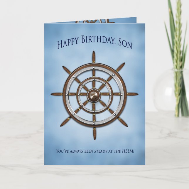 Birthday, Son, Ship's Wheel, Helm Card (Front)