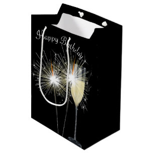 Birthday Sparkler With Wine Medium Gift Bag